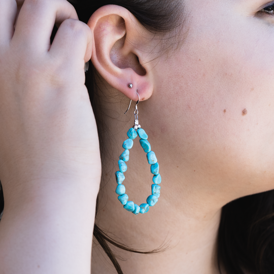 Turquoise Nugget Bead Dangle Earrings