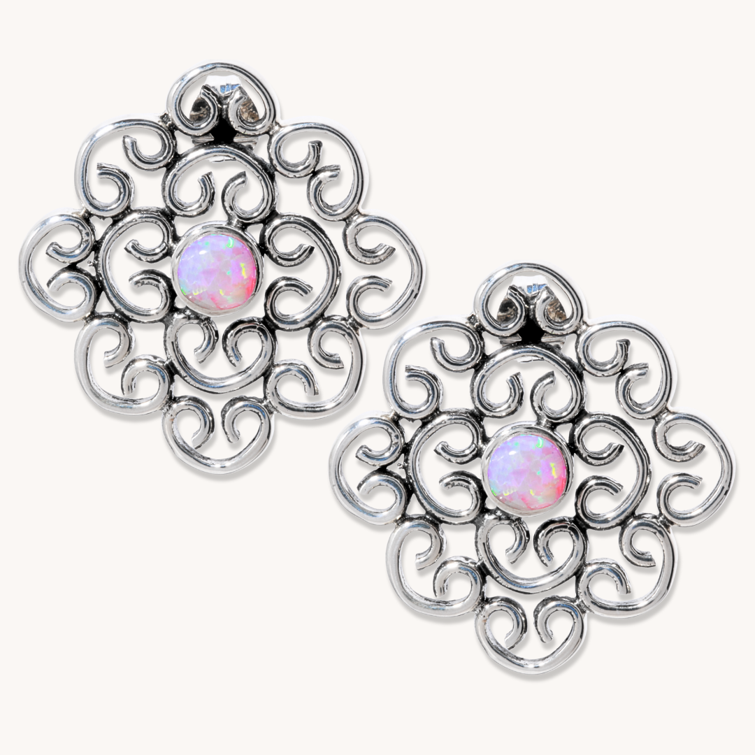 Pink Opal Post Earrings