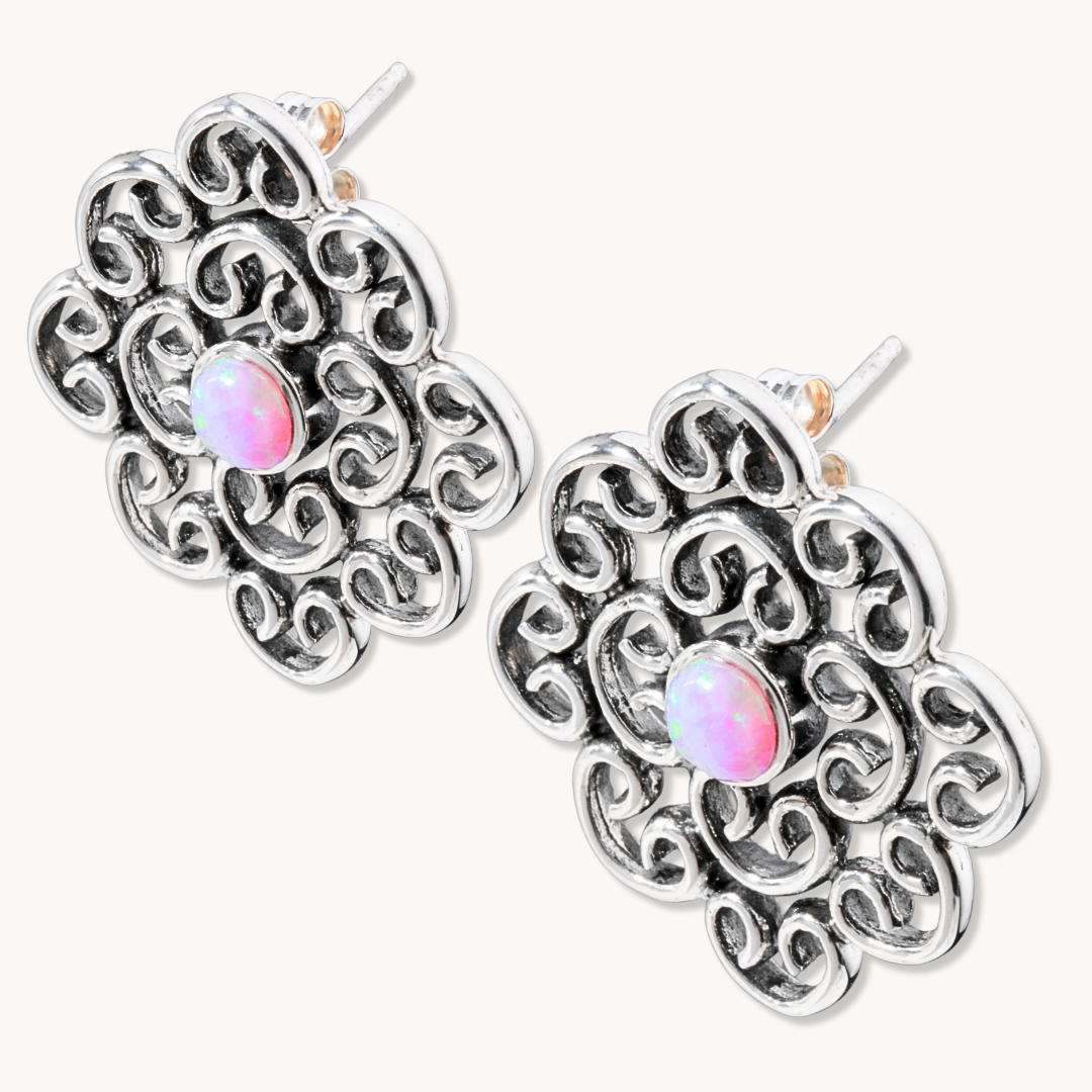 Pink Opal Post Earrings