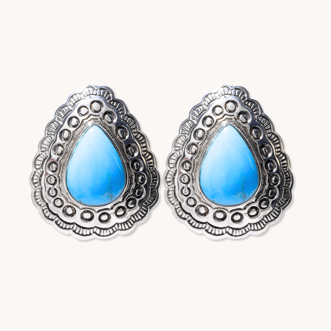 Turquoise Concho Post Earrings