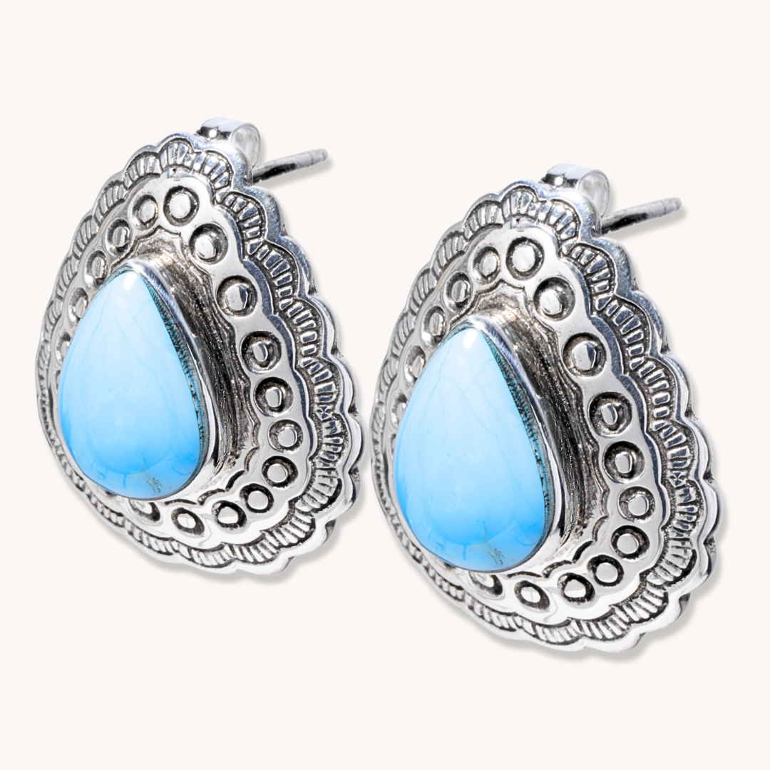 Turquoise Concho Post Earrings