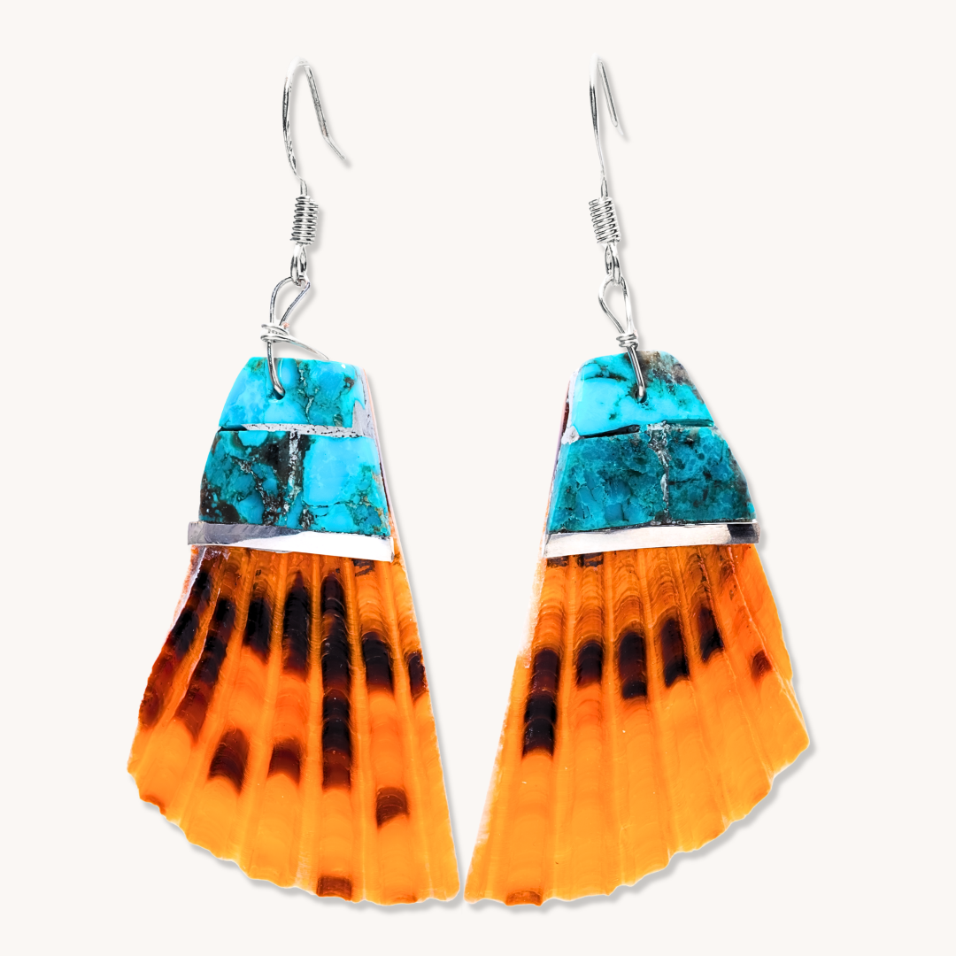 Shell Inlay Dangle Earrings