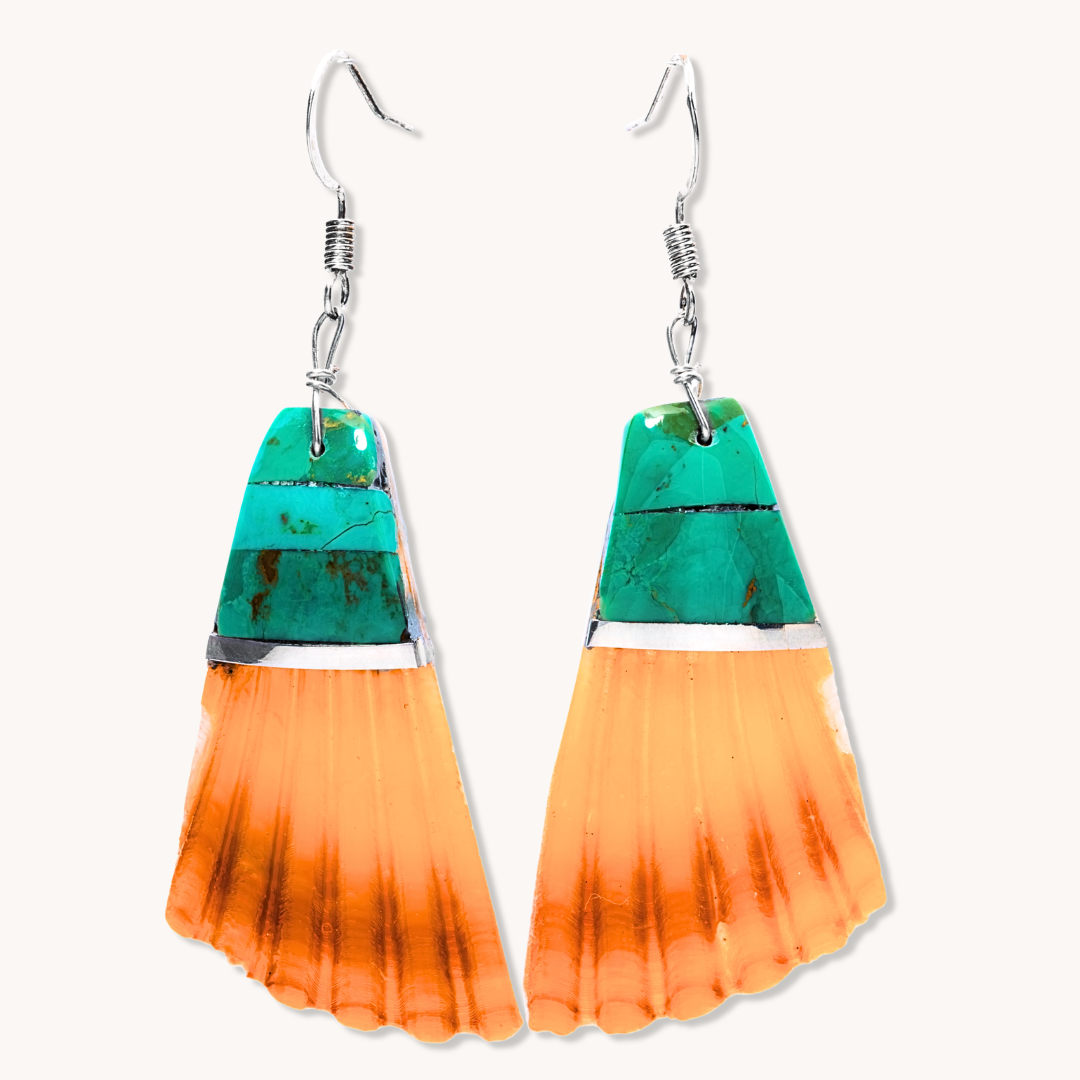 Shell Inlay Dangle Earrings