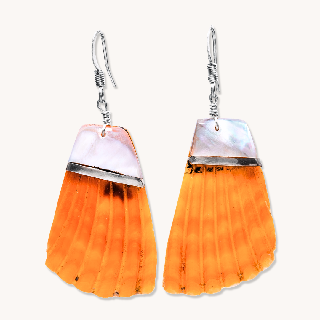 Shell Inlay Dangle Earrings