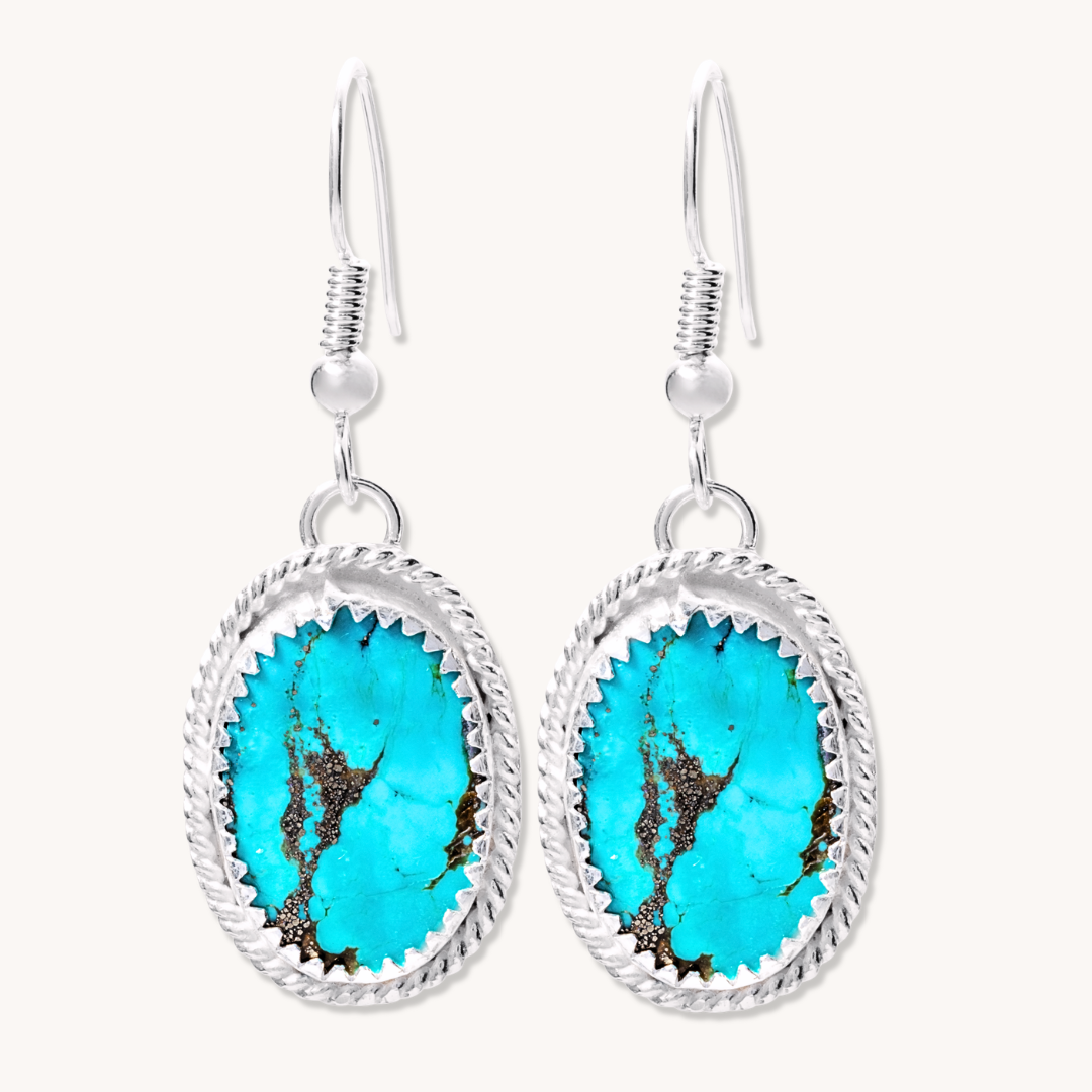 Turquoise Dangle Earrings with Twist Wire