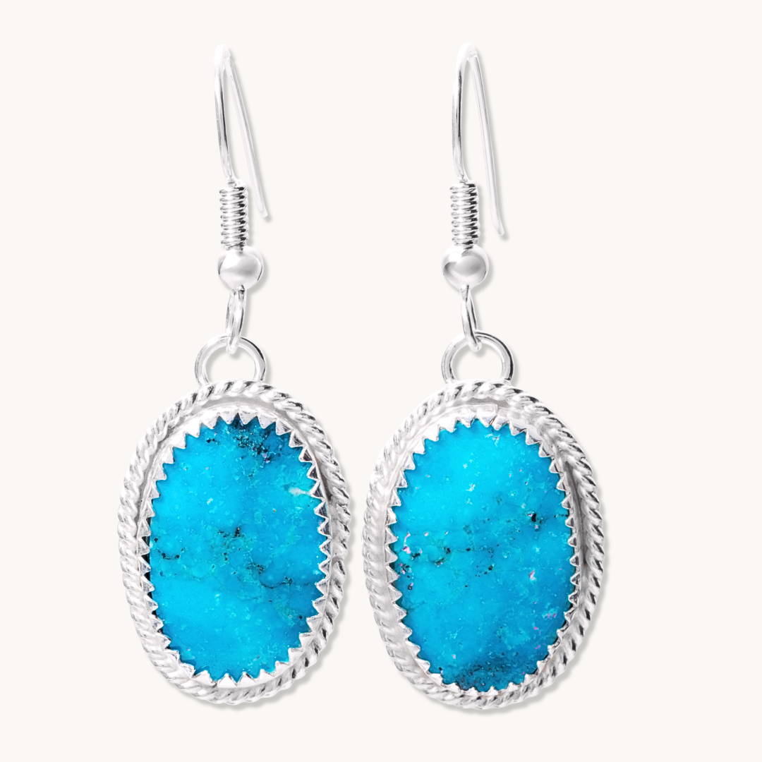 Turquoise Dangle Earrings with Twist Wire
