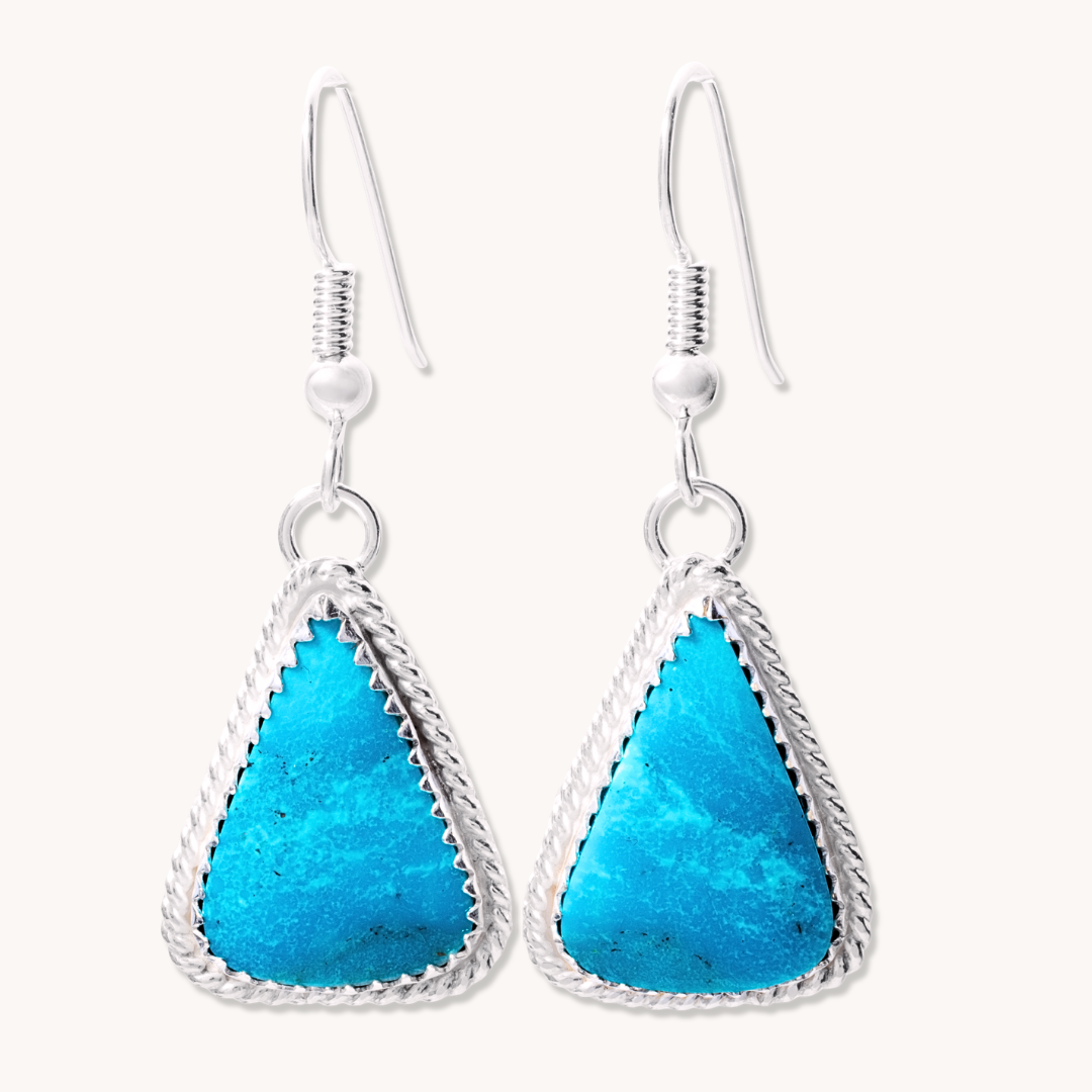 Turquoise Dangle Earrings with Twist Wire