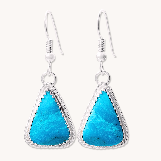 Turquoise Dangle Earrings with Twist Wire