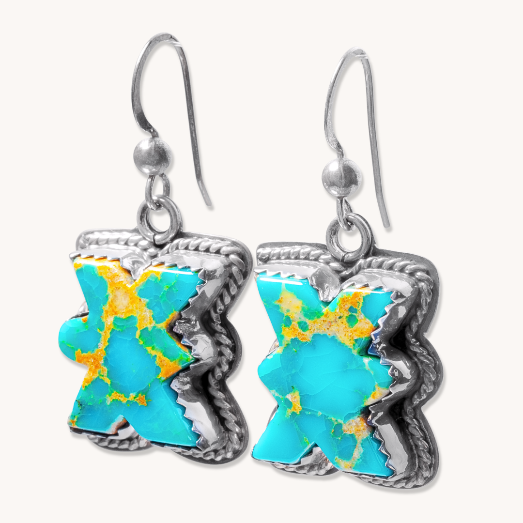 Turquoise Cross Dangle Earrings