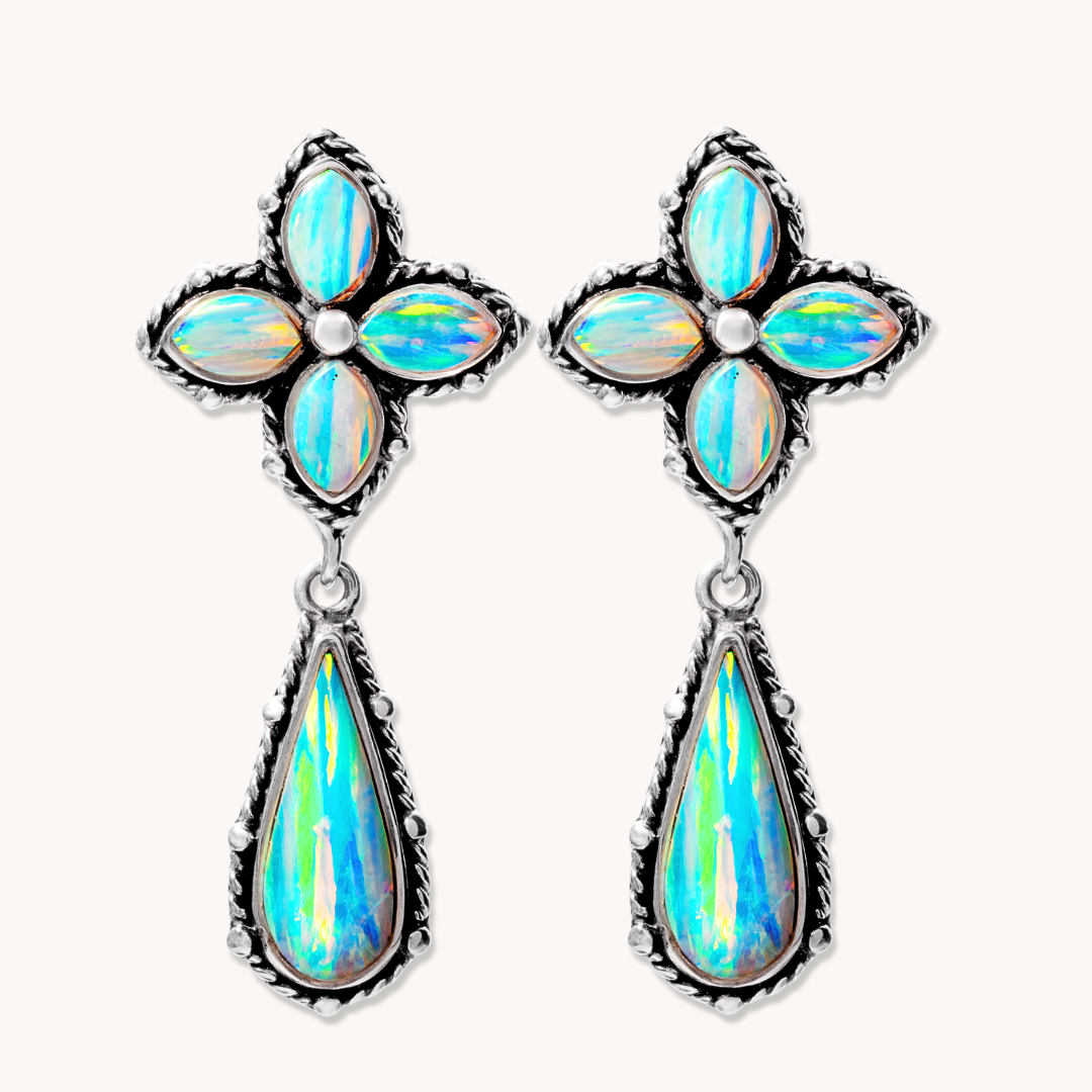 Floral Opal Drop Earrings