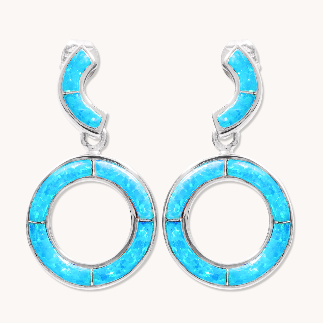 Blue Opal Inlay Drop Earrings