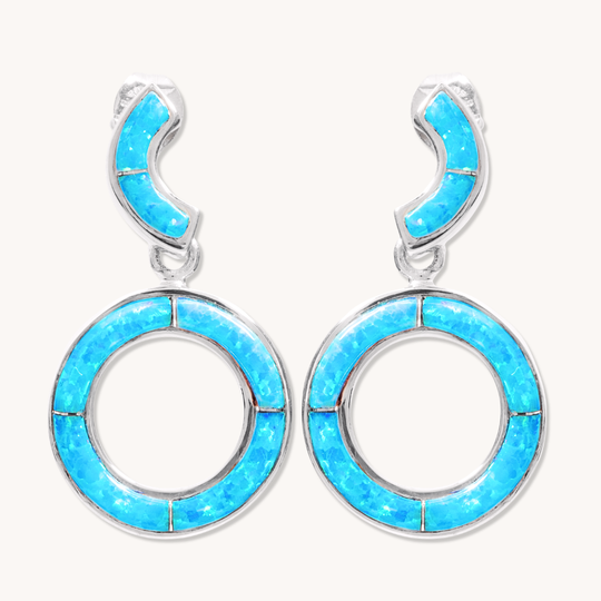 Blue Opal Inlay Drop Earrings