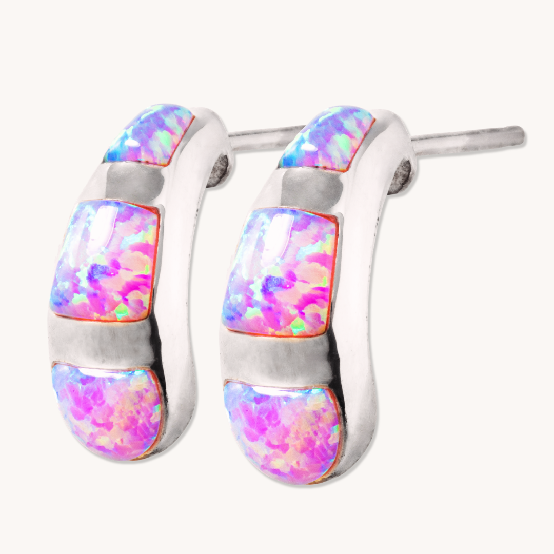 Pink Opal Inlay Earrings
