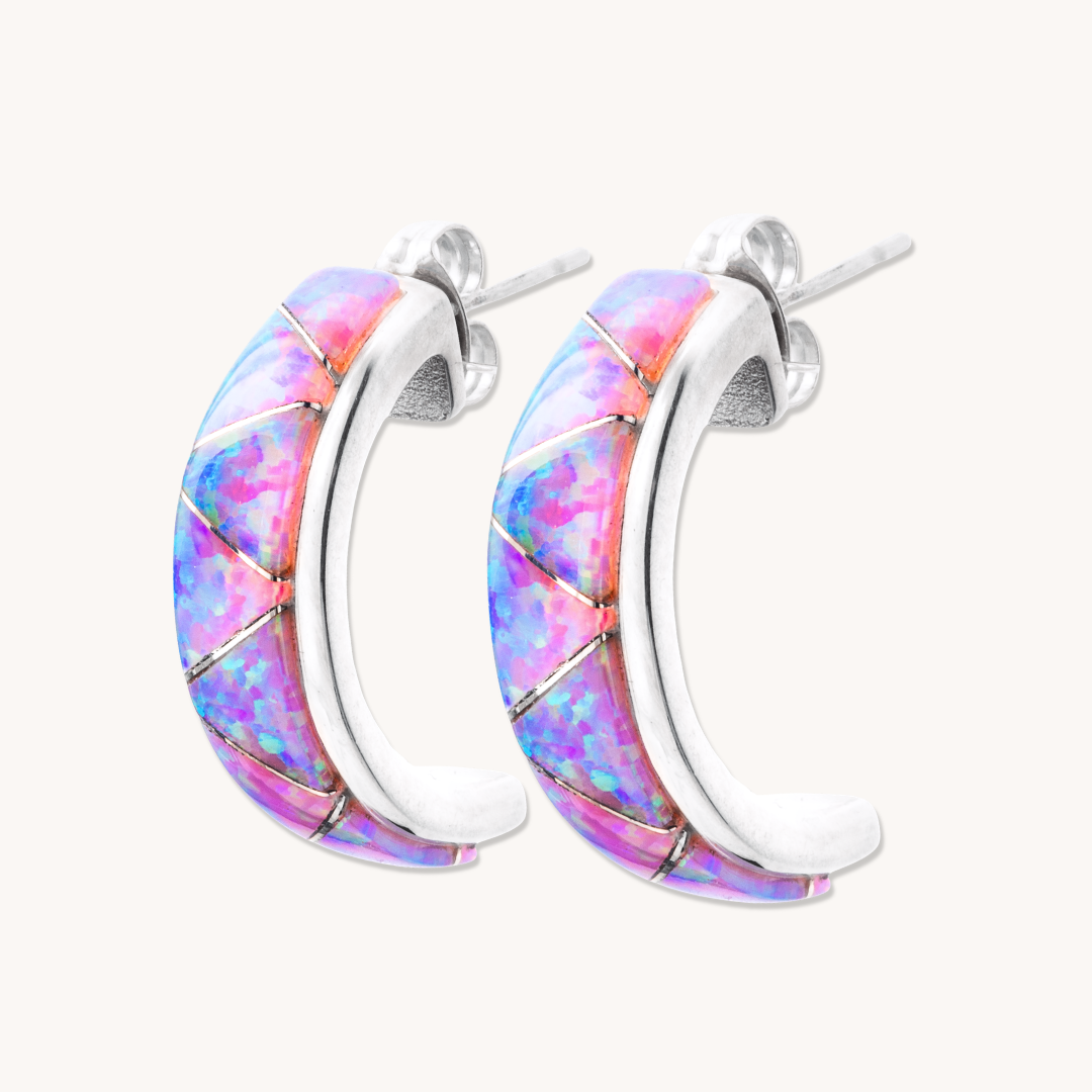 Pink Opal Inlay Earrings