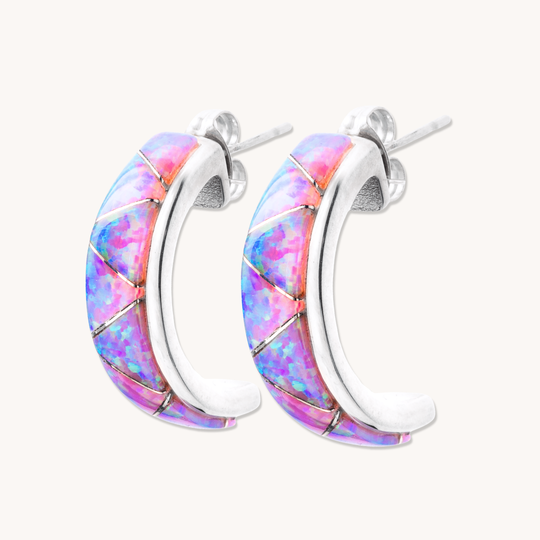 Pink Opal Inlay Earrings