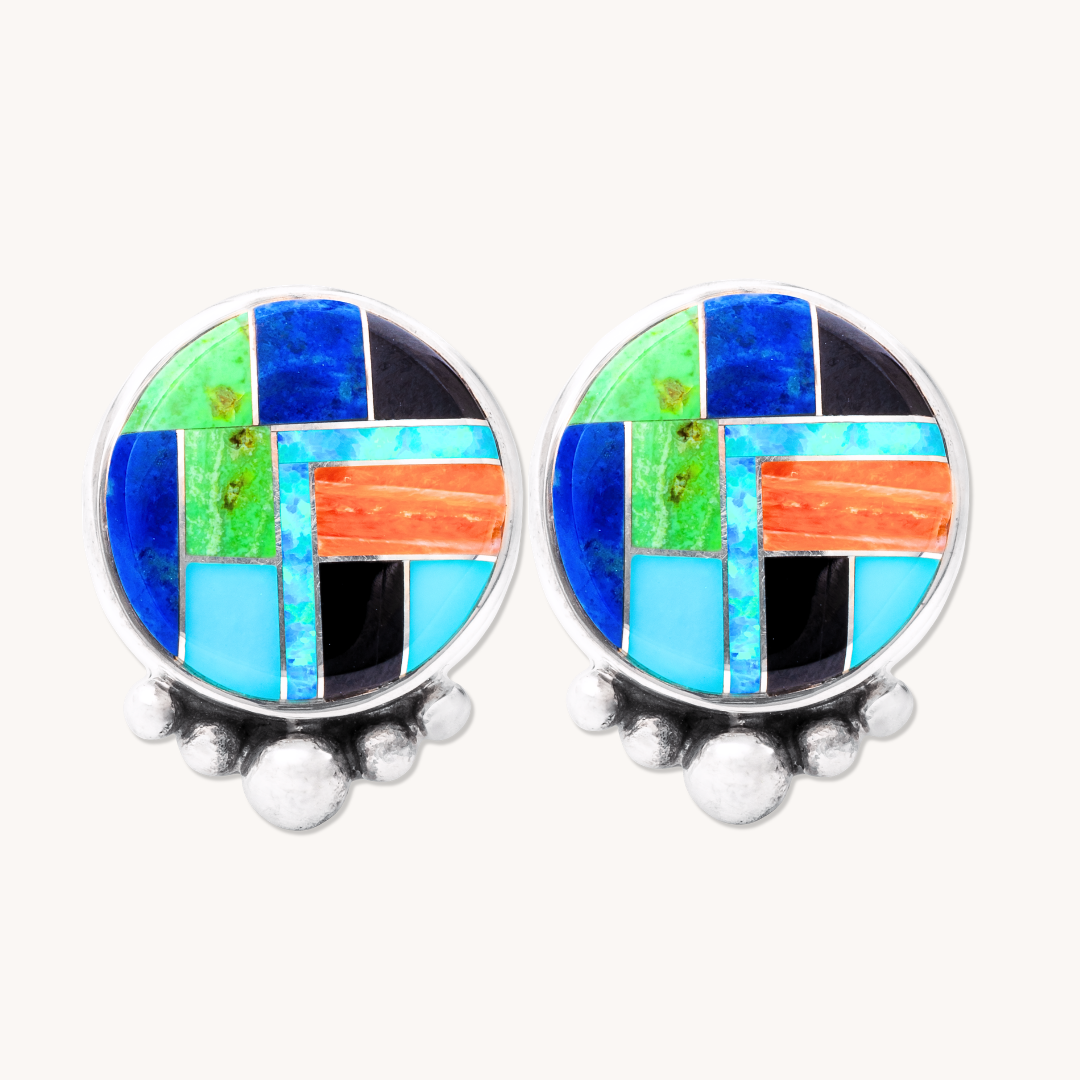 Multi-stone Inlay Stud Earrings