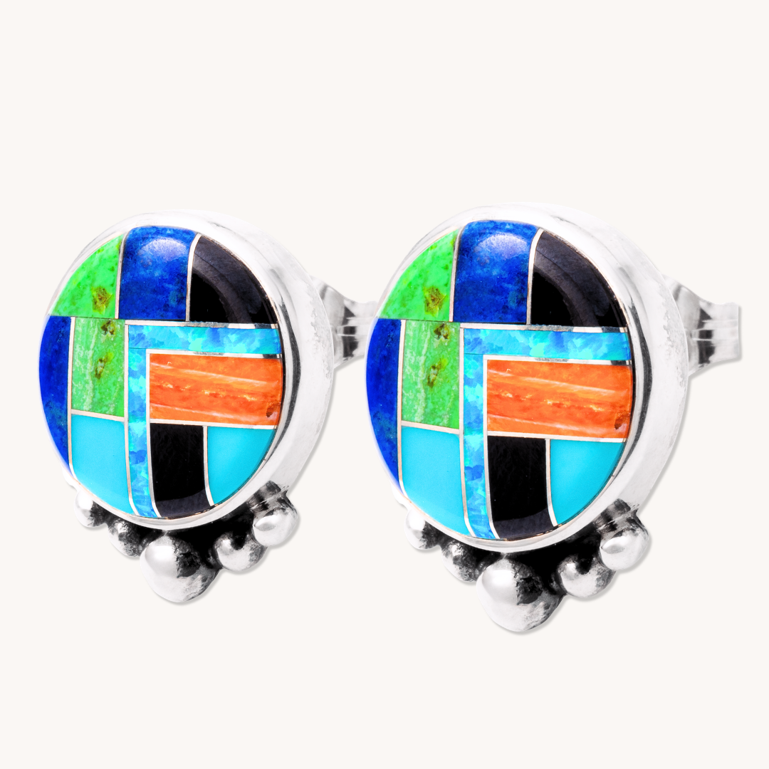 Multi-stone Inlay Stud Earrings