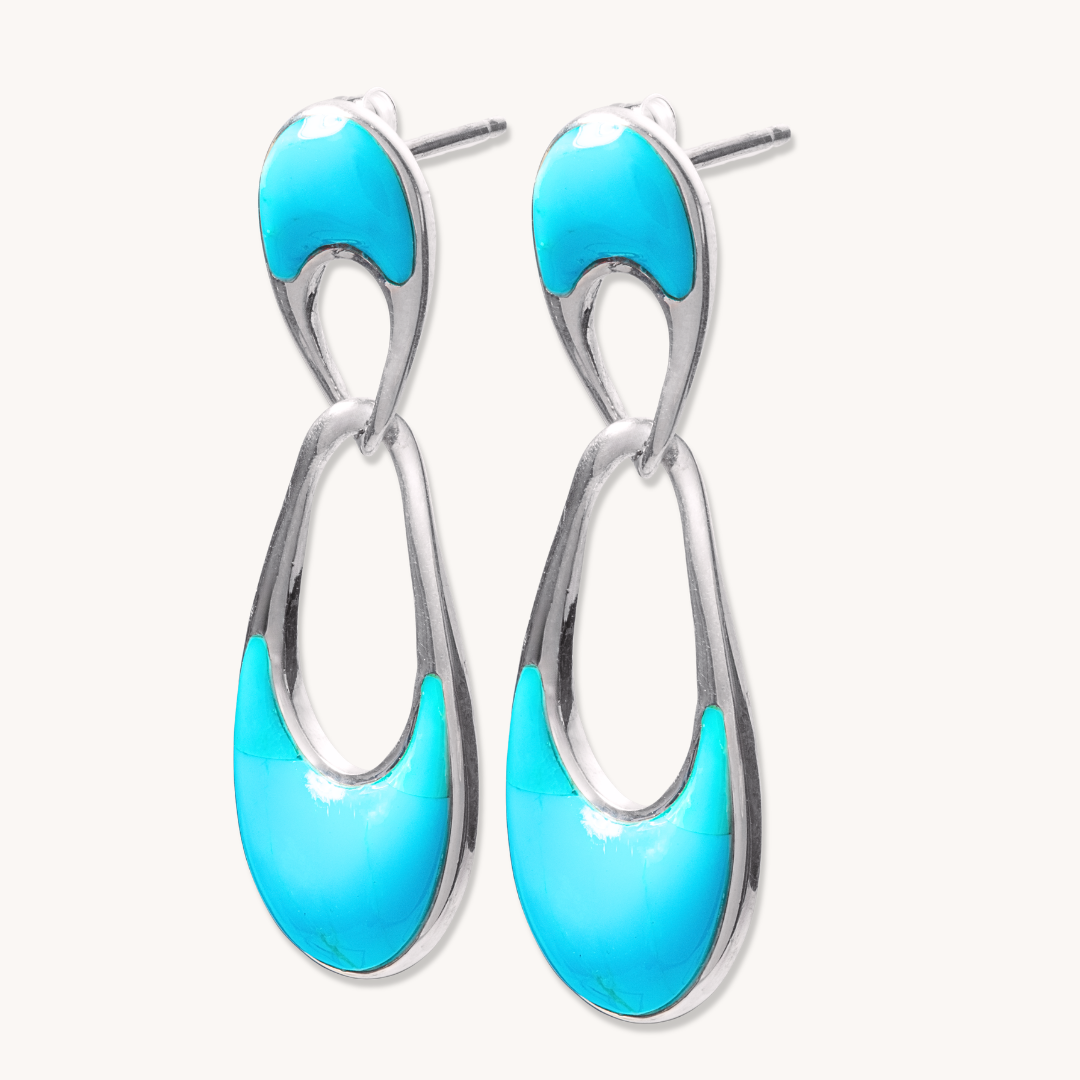 Turquoise Double-Loop Drop Earrings
