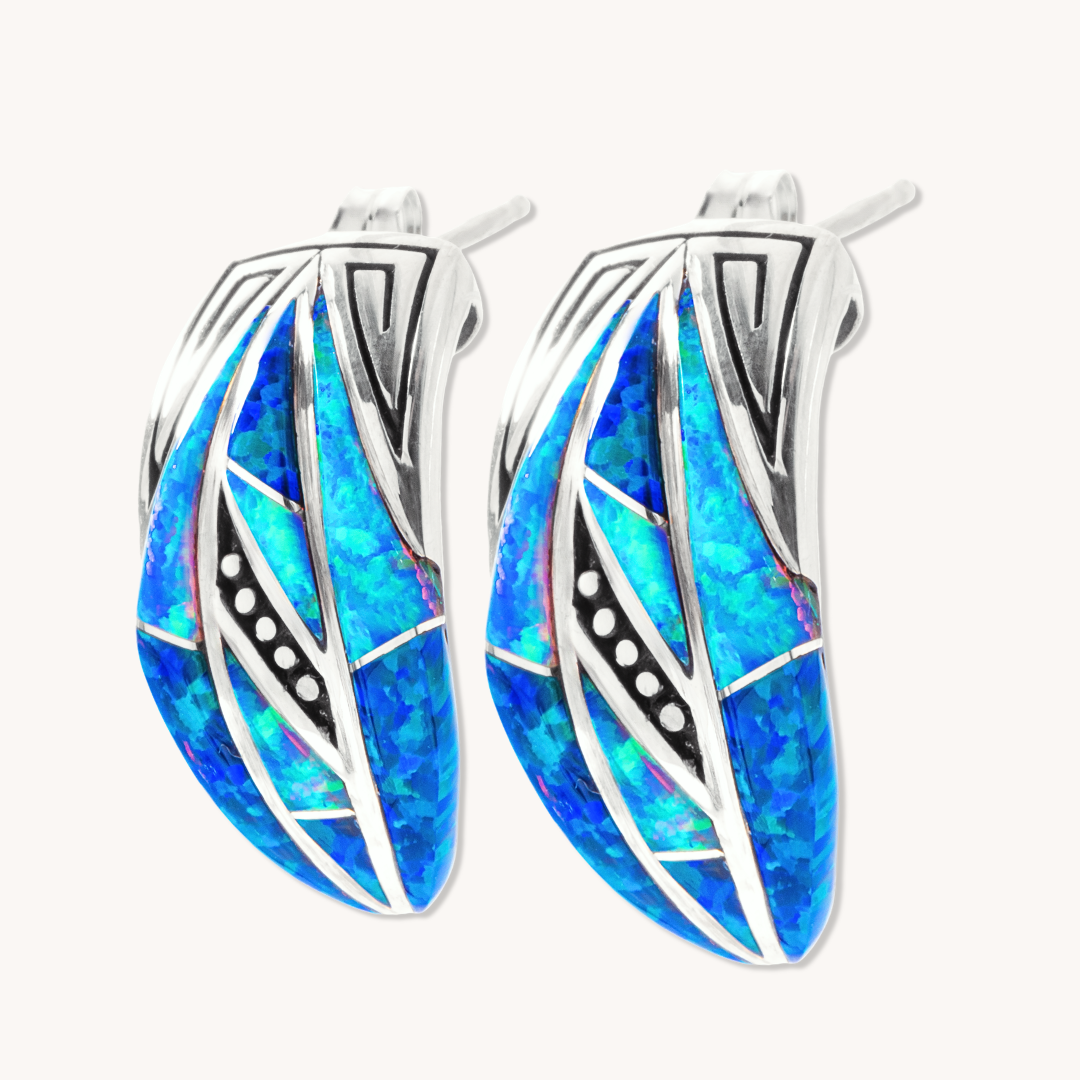 Multicolor Opal Inlay Post Earrings