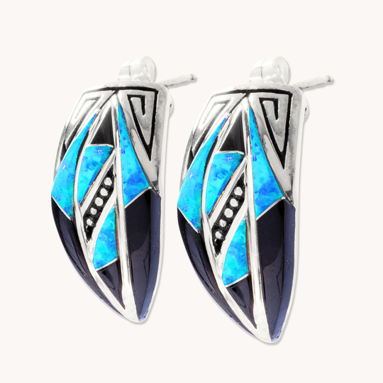 Multicolor Opal Inlay Post Earrings