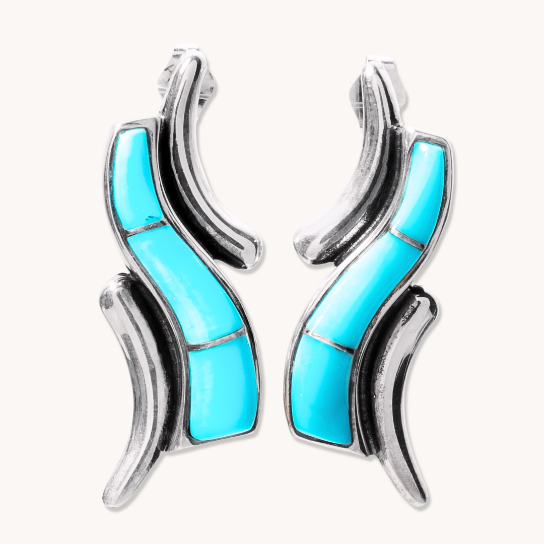 Turquoise Channel Inlay Drop Earrings