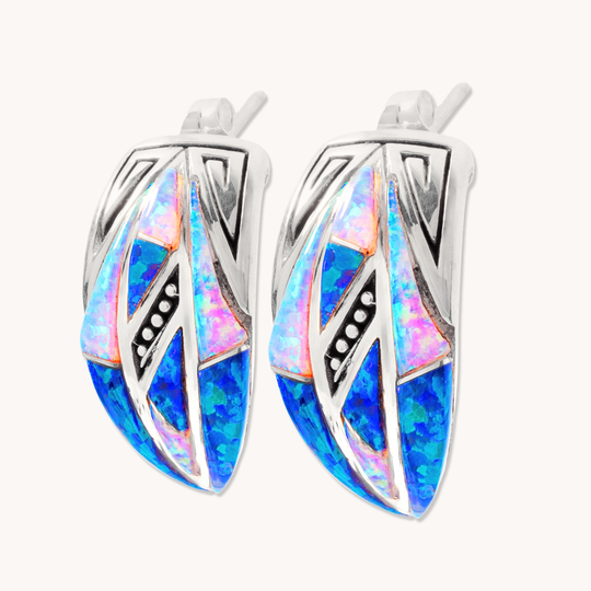 Multicolor Opal Inlay Post Earrings