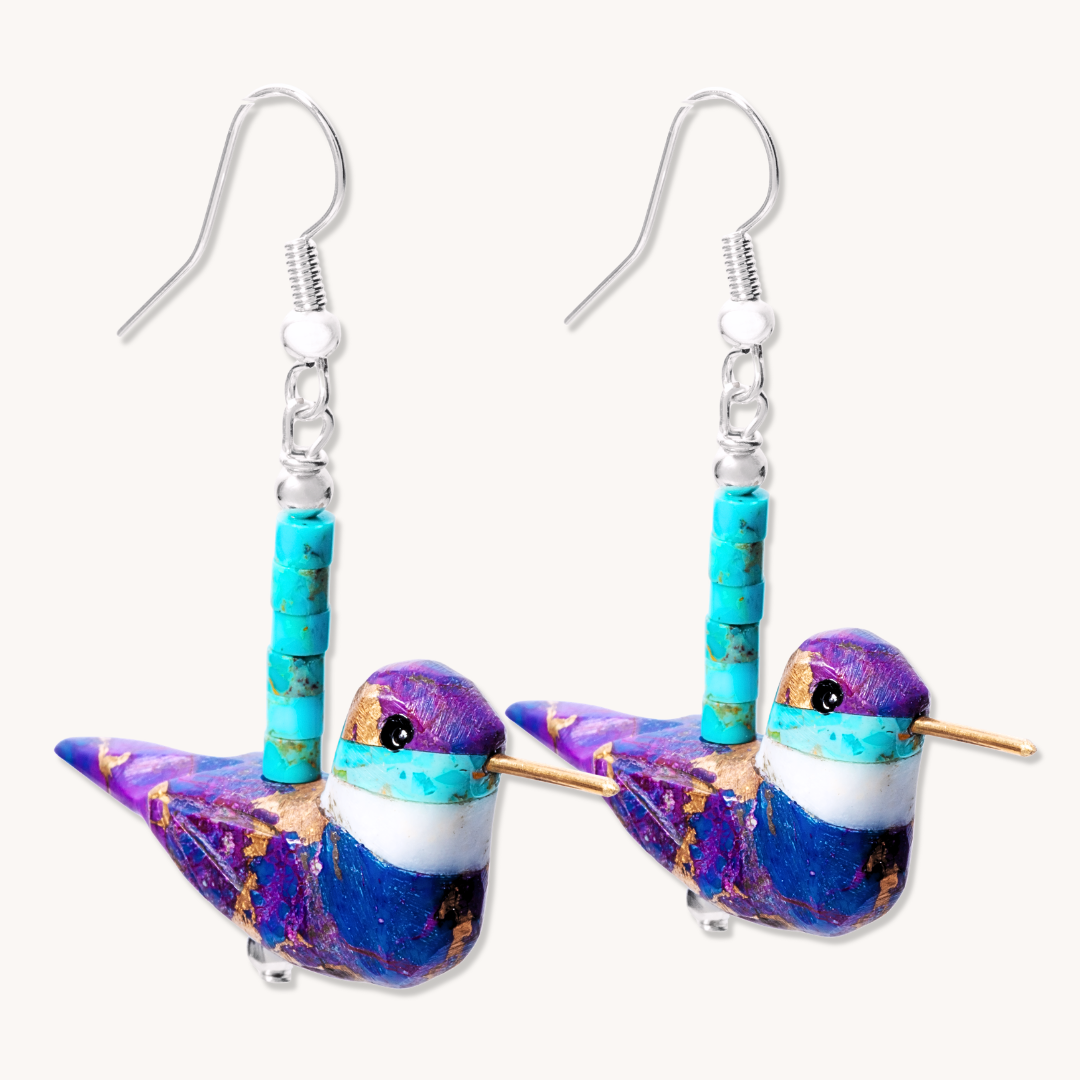 Mojave Turquoise Hummingbird Dangle Earrings