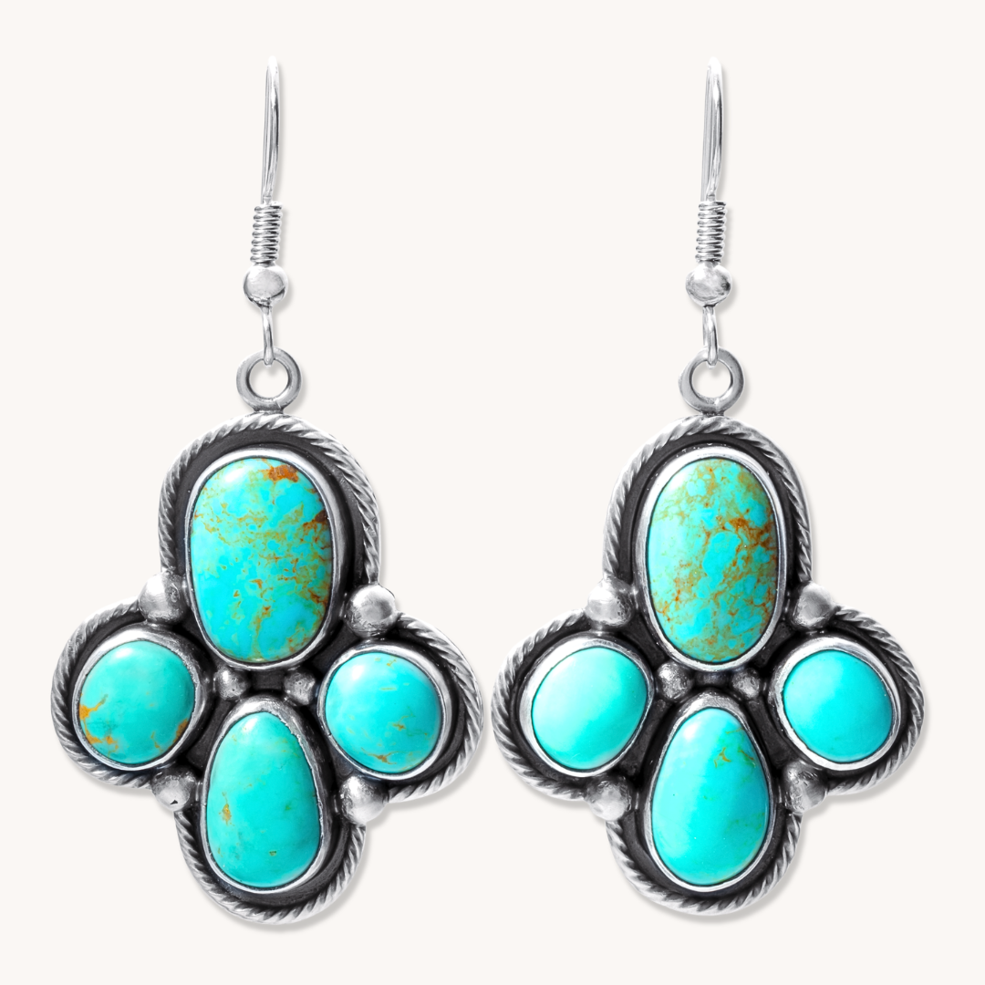 Turquoise Cluster Dangle Earrings