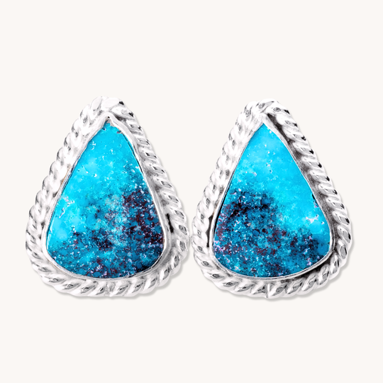 Natural Turquoise Teardrop Post Earrings