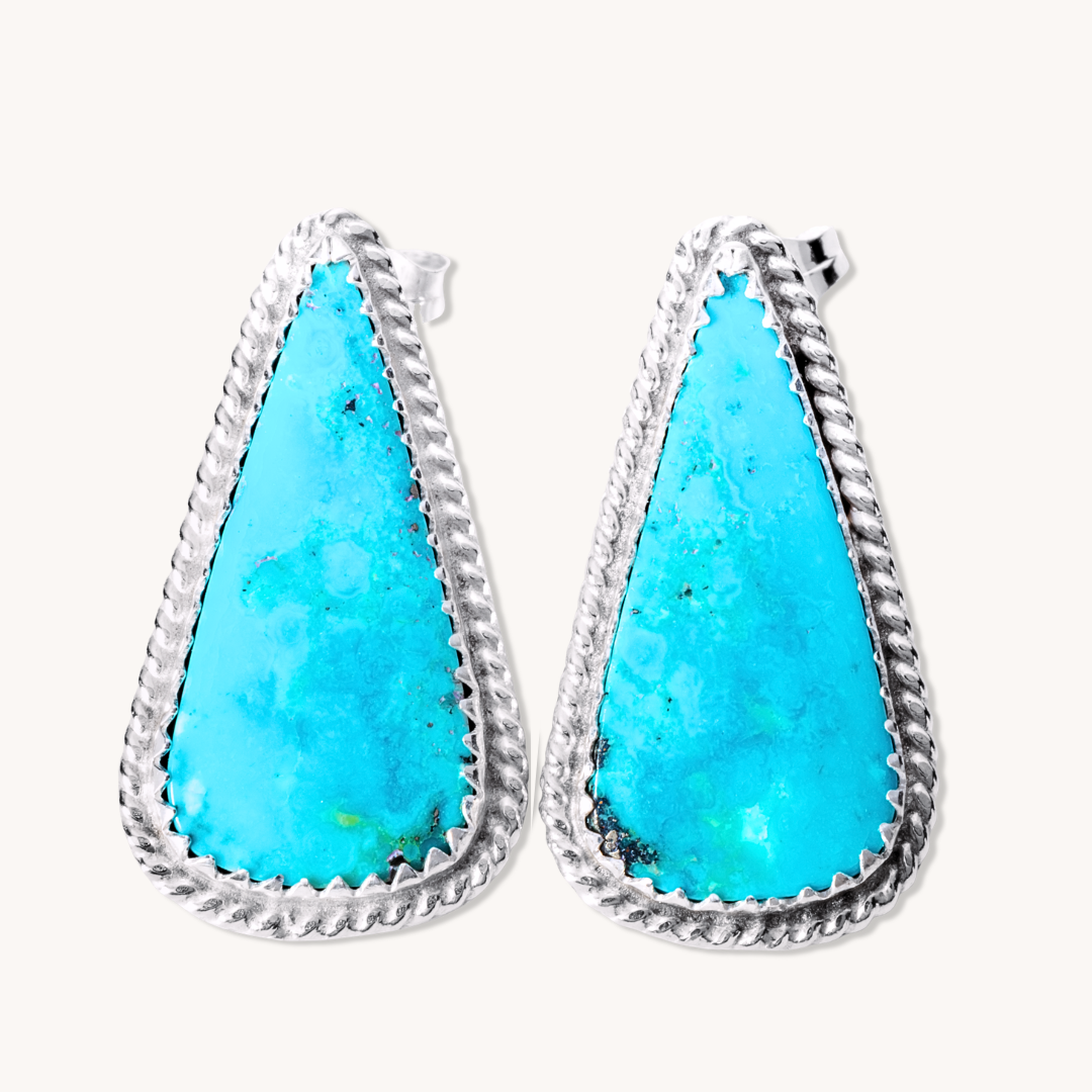 Natural Turquoise Teardrop Post Earrings
