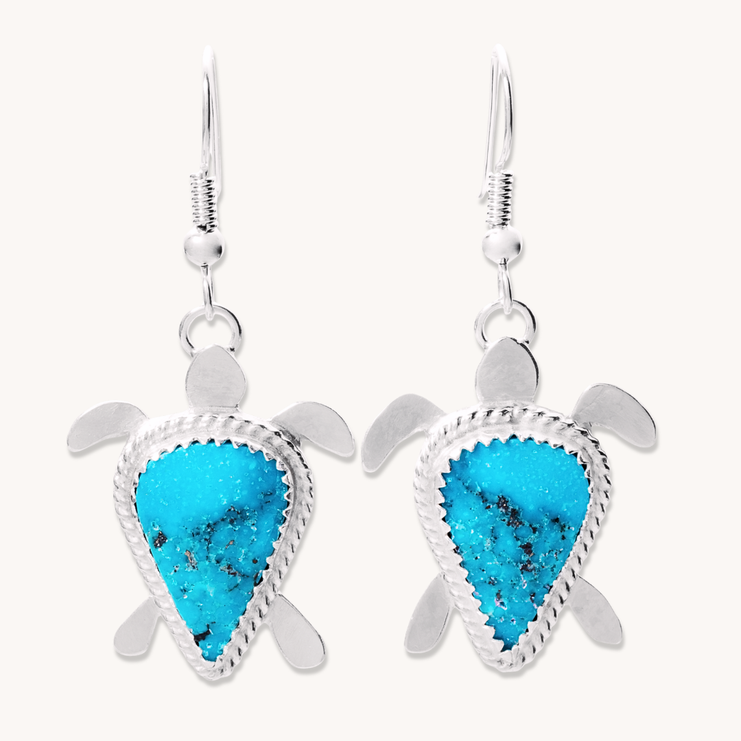 Turquoise Turtle Dangle Earrings