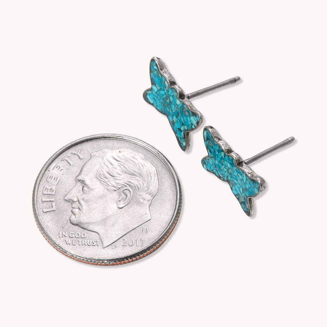 Turquoise Inlay Butterfly Stud Earrings
