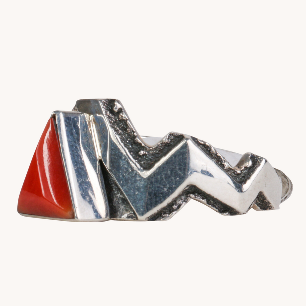 R.Henry Cast Coral Lightning Ring