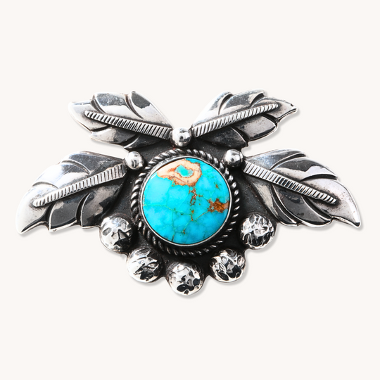 Turquoise Pin with Leaf Accents