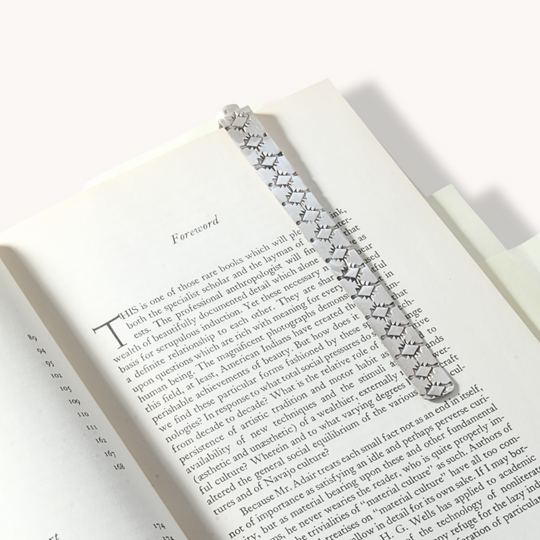 Hand-Stamped Silver Bookmark with Turquoise Accent