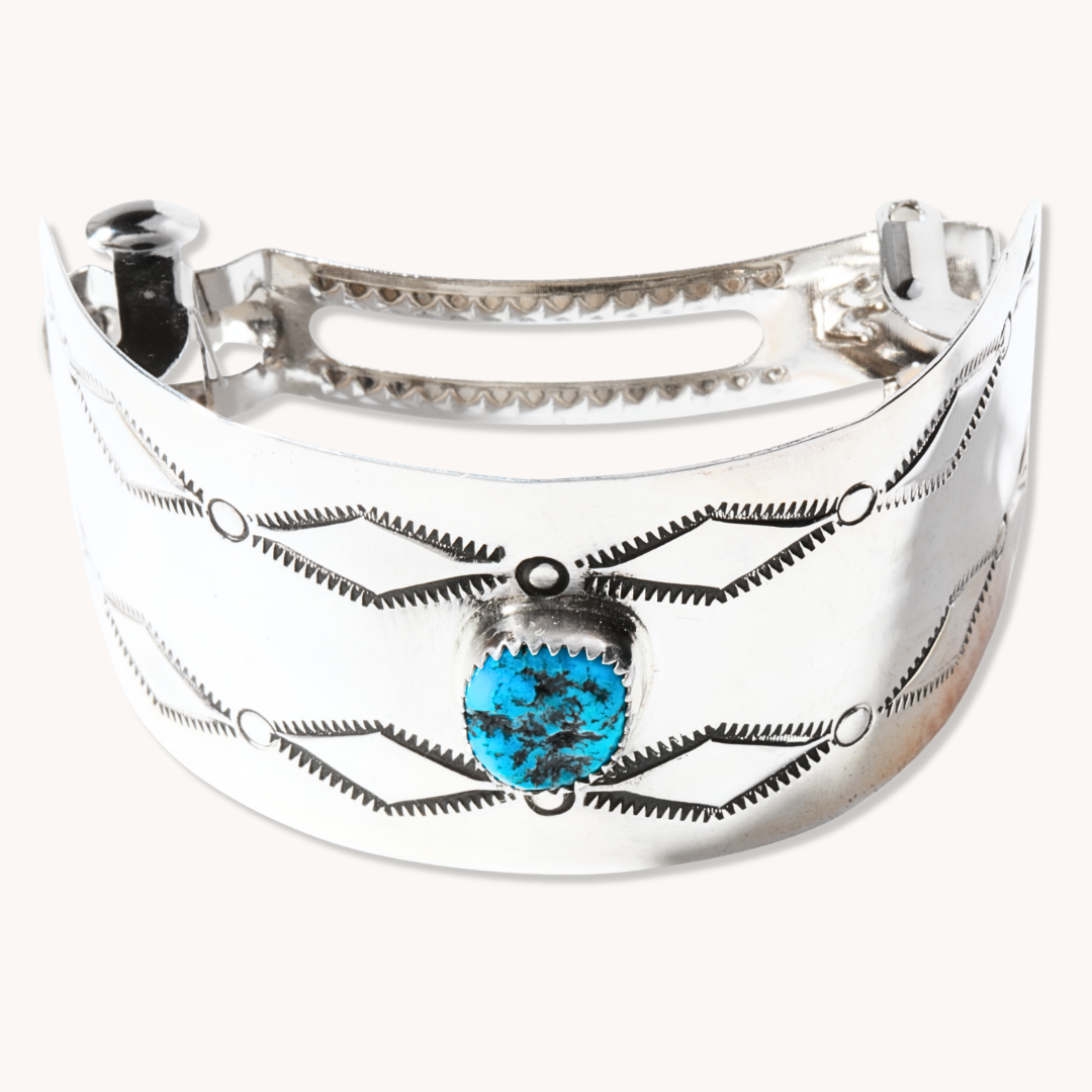 Hand-Stamped Barrette with Turquoise Accent