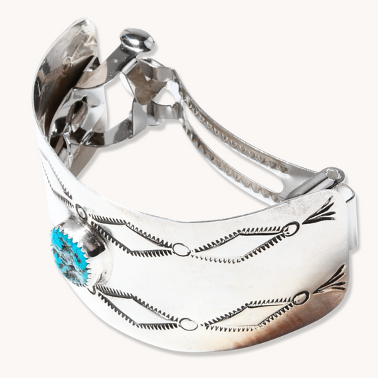 Hand-Stamped Barrette with Turquoise Accent