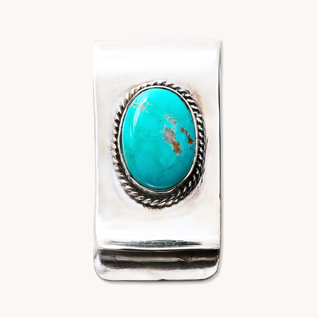 Sterling Silver Money Clips with Turquoise