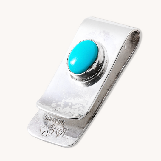 Sterling Silver Money Clips with Turquoise