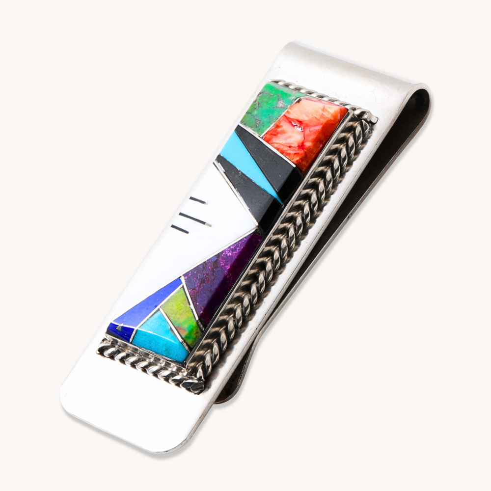 Multi-Stone Inlay Money Clip