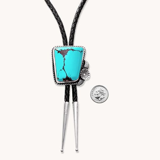 Turquoise Bolo Tie with Floral Accents