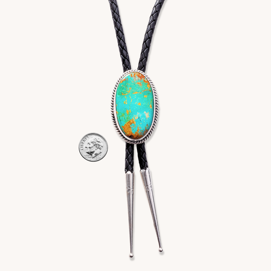 Turquoise Bolo Tie with Twist Wire Border