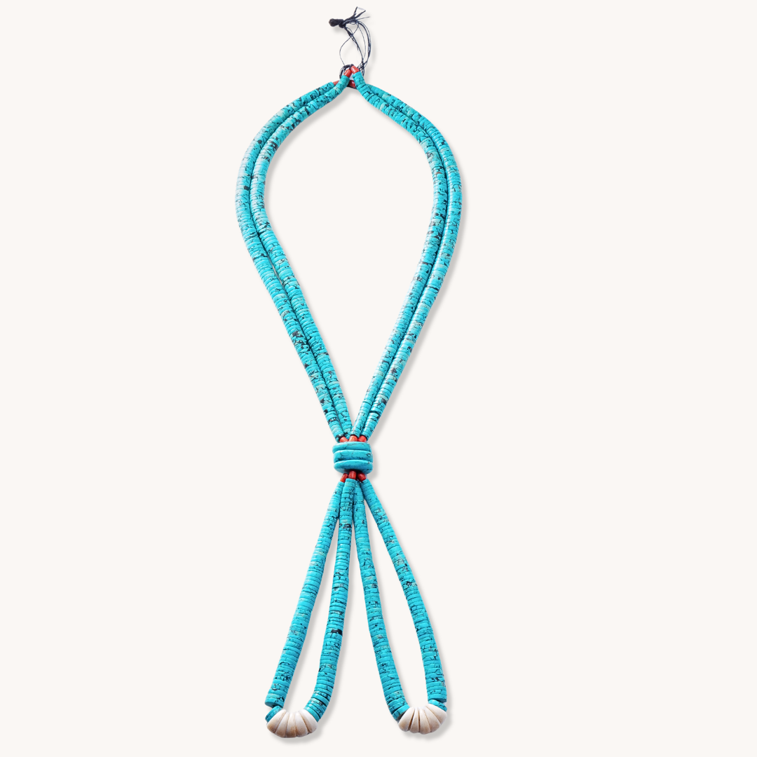 Vintage Turquoise Heishe Beads Necklace with Jacla