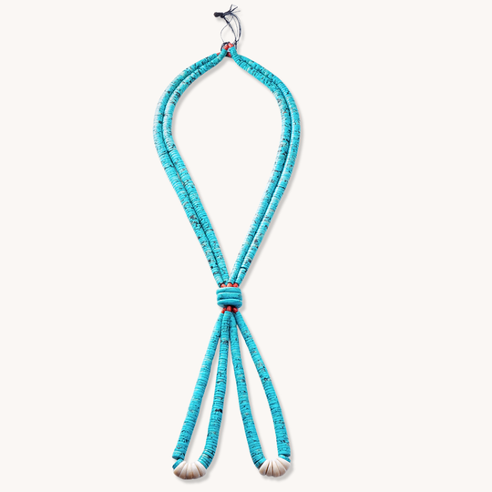 Vintage Turquoise Heishe Beads Necklace with Jacla