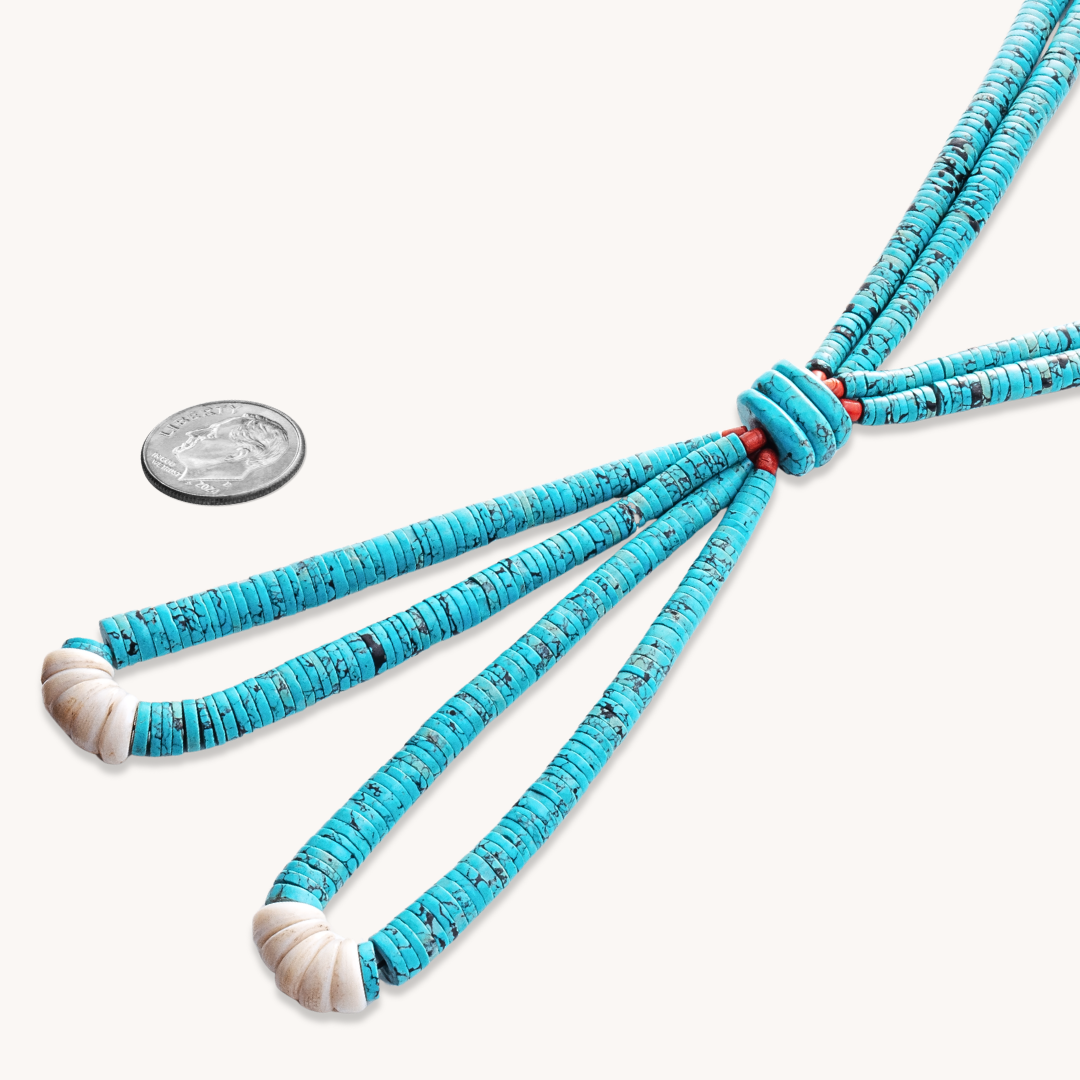 Vintage Turquoise Heishe Beads Necklace with Jacla
