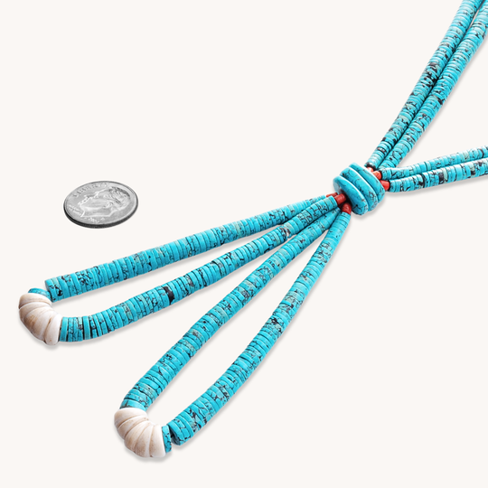 Vintage Turquoise Heishe Beads Necklace with Jacla