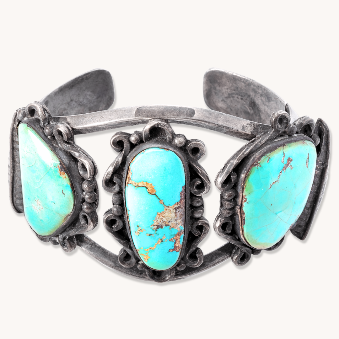 Turquoise Shank Bracelet with Filigree Accents