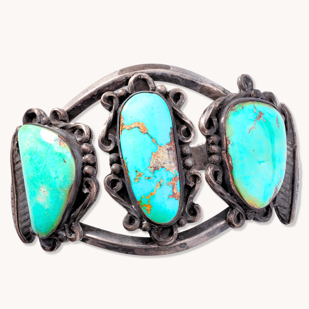 Turquoise Shank Bracelet with Filigree Accents