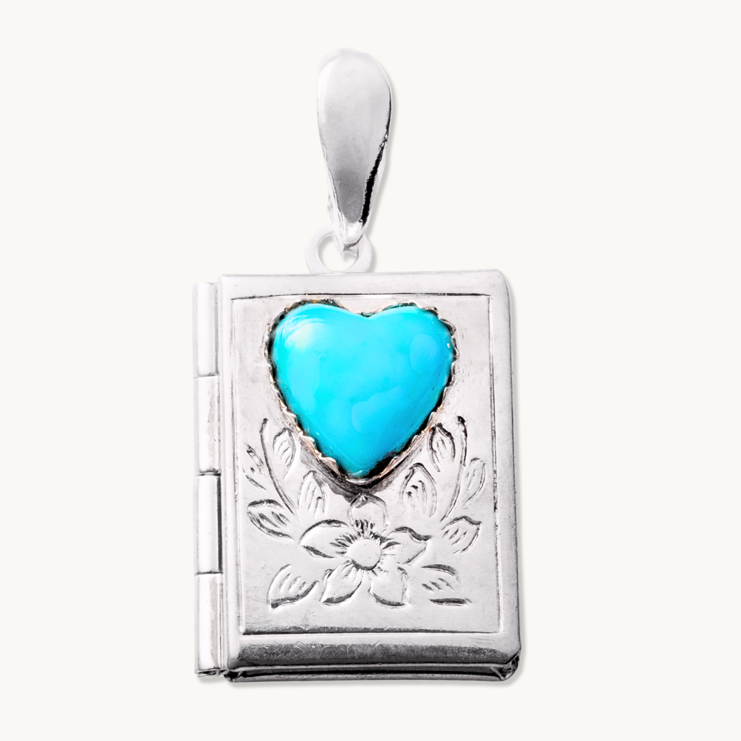 Turquoise Heart Locket Pendants
