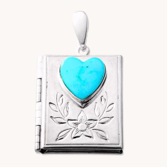 Turquoise Heart Locket Pendants